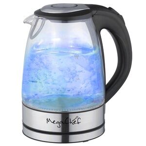 Mega Chef 🆕 1.7 liter Glass & Stainless Steel Electric Tea Kettle